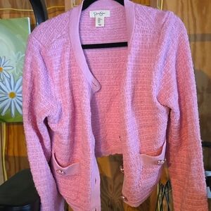 Pink Cropped Knit Cardigan. Coquette. Girly.